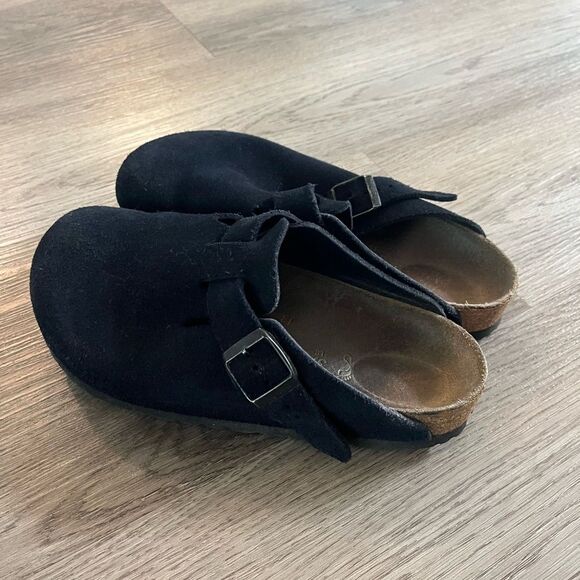 RARE Vintage Midnight blue Boston Birkenstocks 37/7 festival slip on clogs - Picture 3 of 7